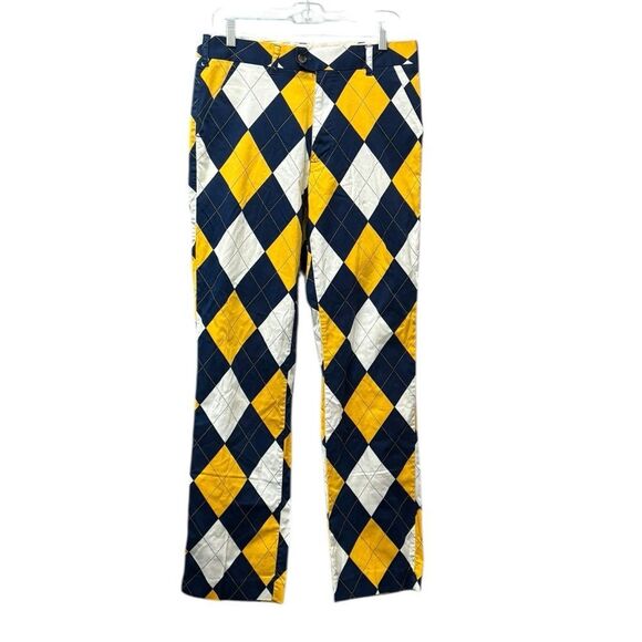 Loudmouth Blue, Yellow and White Argyle Golf Pants 32X34L - Picture 3 of 12